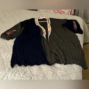 POL Navy and Grey Embroidered Cardigan/Kimono